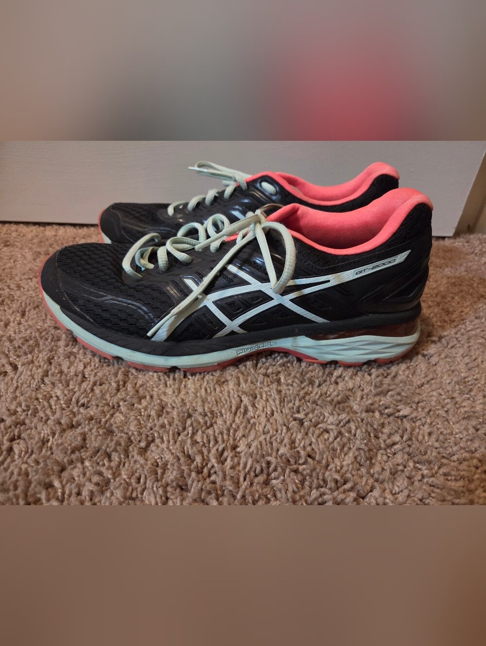 ASICS GT-2000 5 Women's Running Shoes Size 11 Black Mint Coral T757N